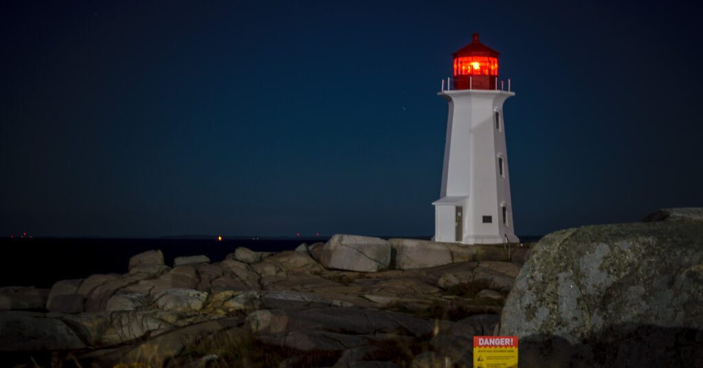 Peggy's Point Lighthouse at Night