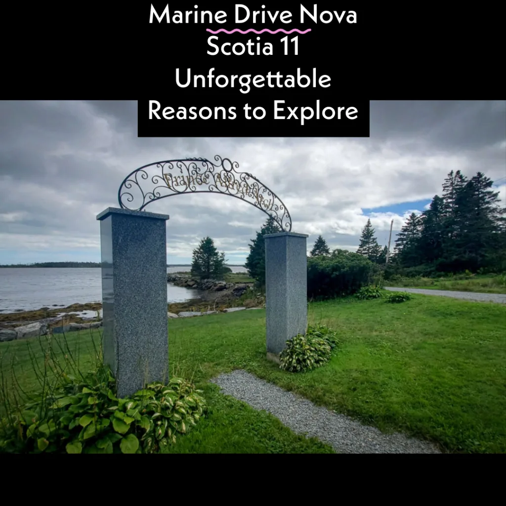 Marine Drive Nova Scotia hero image of Prince Alfred Arch with title